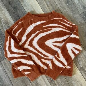 Baevely Zebra Print Crewneck Sweater